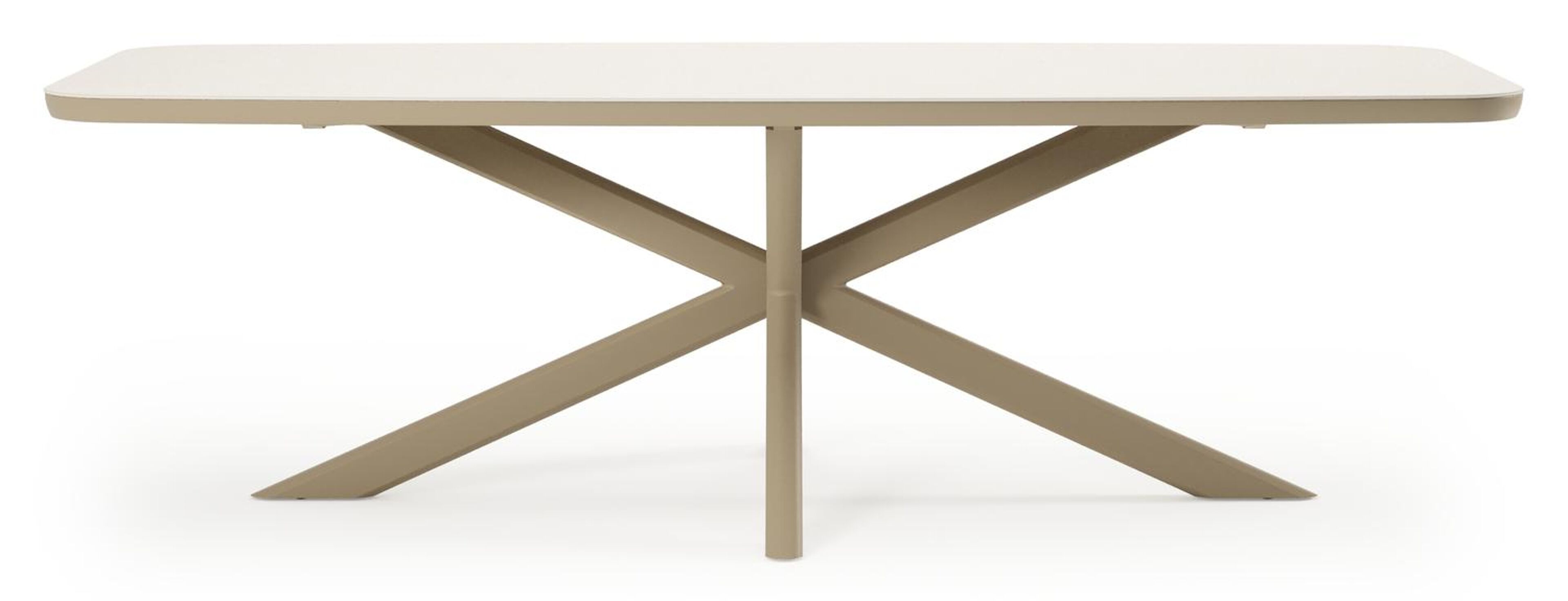 Pamplona tuintafel bootvorm in beige aluminium en sintered stone Crema minerale - L 239.2 x B 110 x H 73 cm