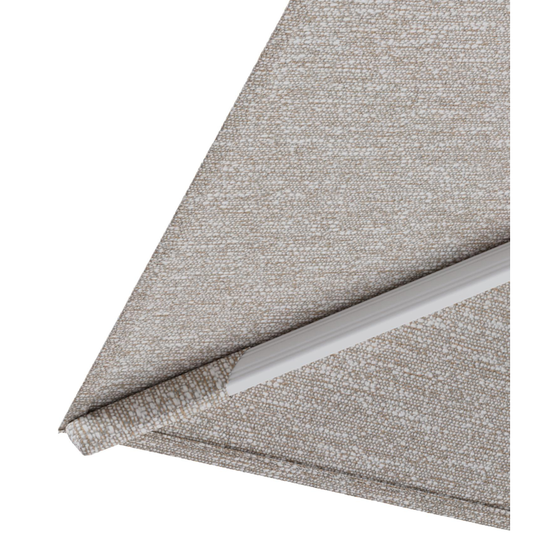Parasol pendant Rufina avec fonction tilt en aluminium blanc et toile de parasol en All Weather Sunbrella® Luxe Tundra Sand  - Lg.1 400 x Lg.2 300 cm (sans pied de parasol