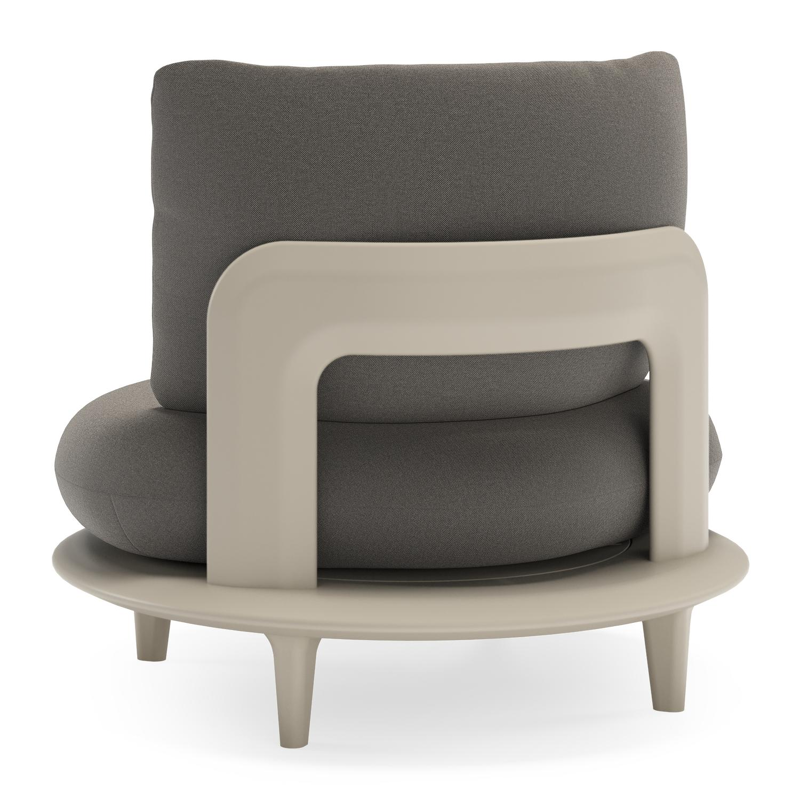Fauteuil de jardin Bomero en aluminium beige et coussins en all weather sunbrella® luxe natte dark taupe