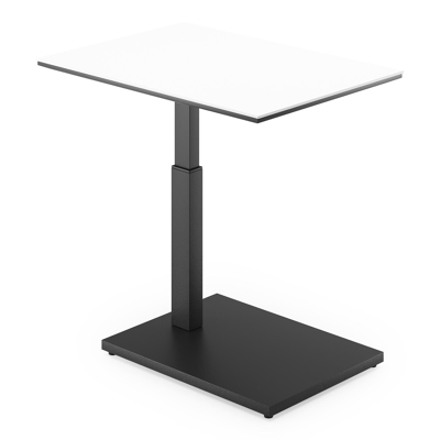 Table d'appoint Cirello Pop-up en aluminium noir et céramique pleine Arctic White - Lg. 70 x Lrg. 50 x Haut. 44 cm