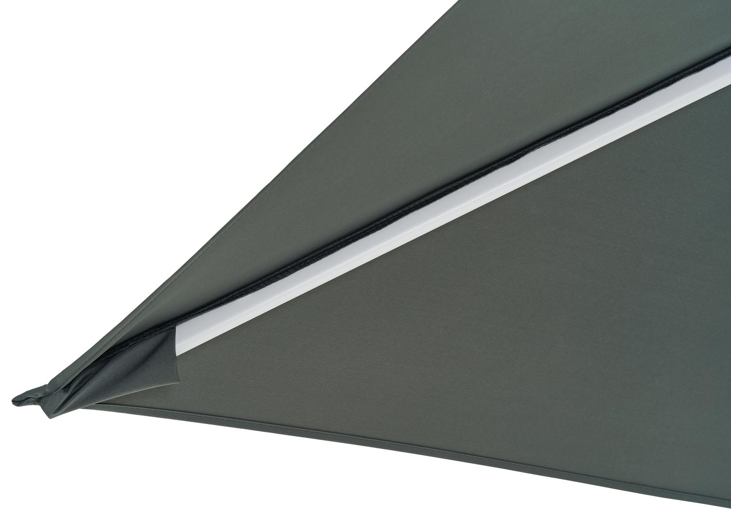 Avola zweefparasol met tiltfunctie in wit aluminium met grijs weather+ softtouch parasoldoek - L1 200 x L2 300 cm (zonder voet)