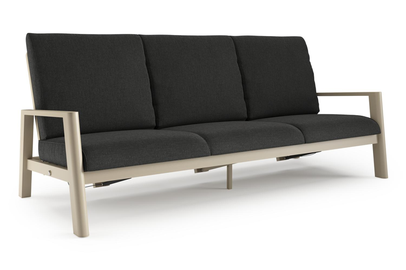 Cirello loungebank 3-zit in beige aluminium met chartres sooty all weather sunbrella® luxe kussen