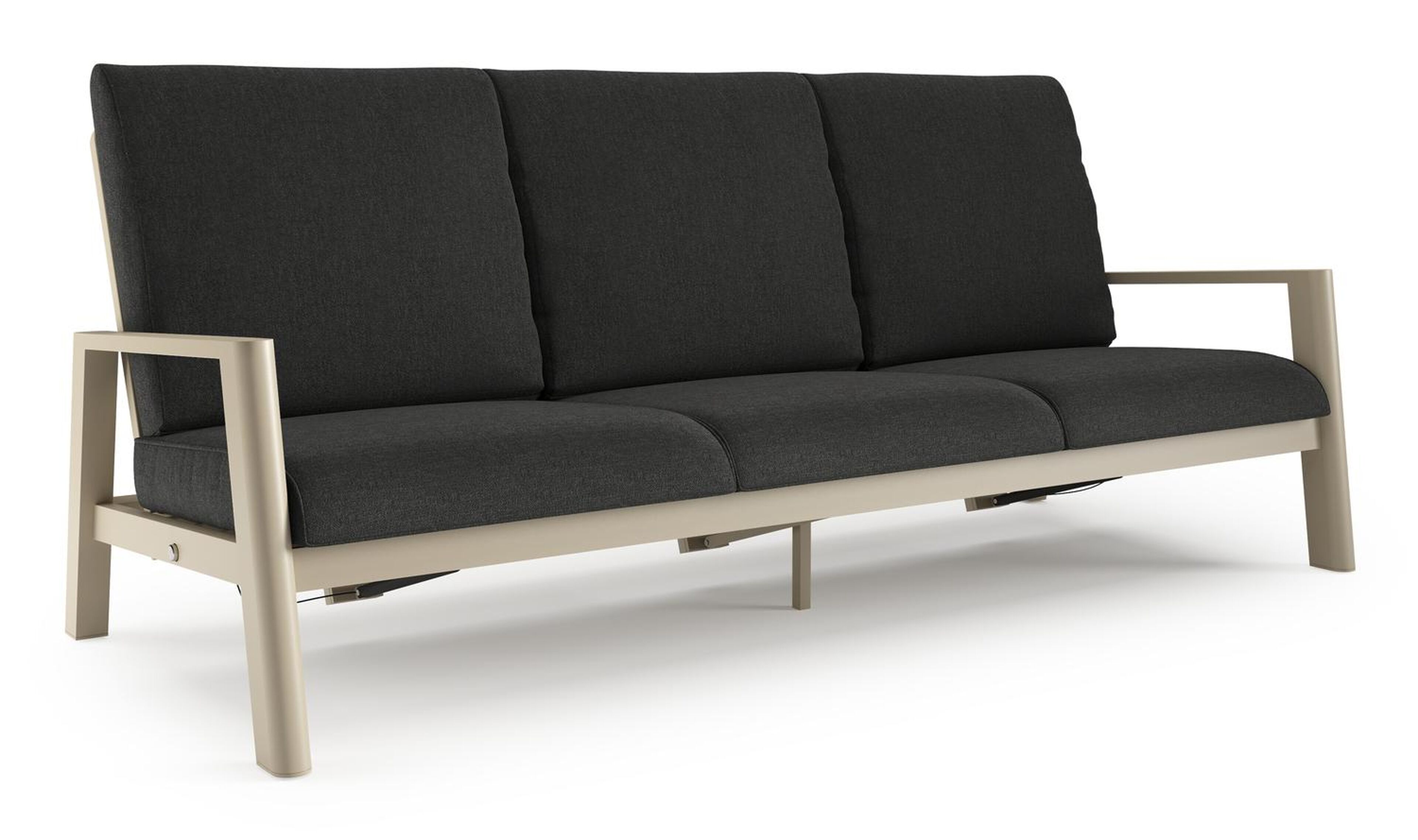 Cirello loungebank 3-zit in beige aluminium met chartres sooty all weather sunbrella® luxe kussen