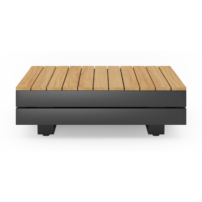 Bodino loungetafel in zwart aluminium en teak - L 83 x B 83 x H 25 cm