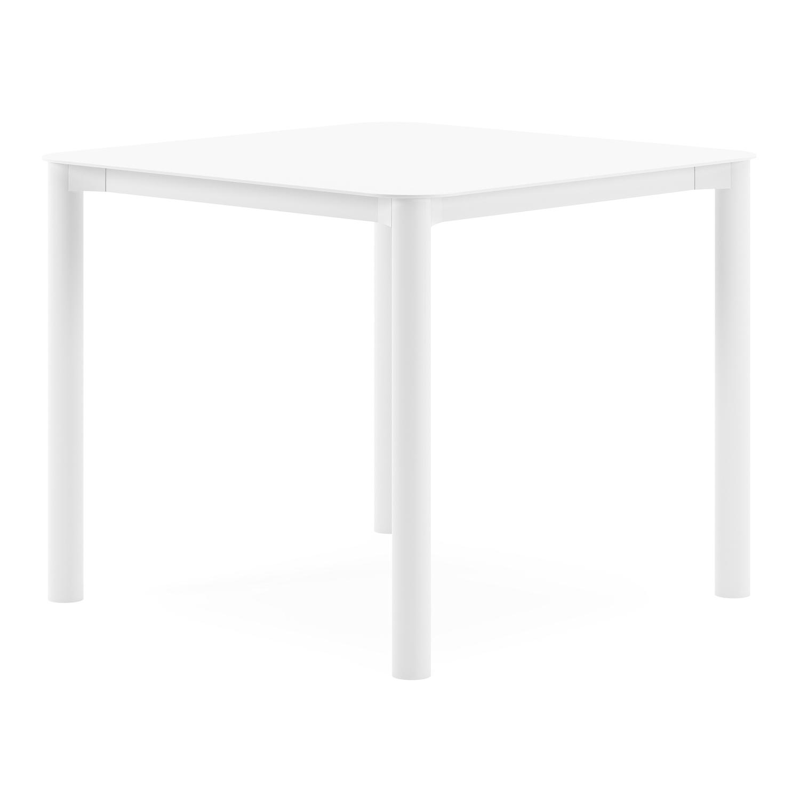 Table de jardin Orso carré arrondi en aluminium blanc - Lg. 90 x Lrg. 90 x Haut. 75 cm