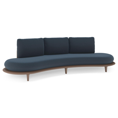 Bomero loungebank in taupe aluminium met heritage indigo all weather sunbrella® luxe kussen