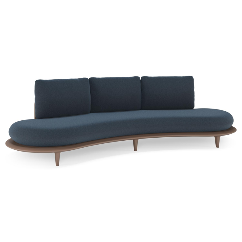 Bomero loungebank in taupe aluminium met heritage indigo all weather sunbrella® luxe kussen