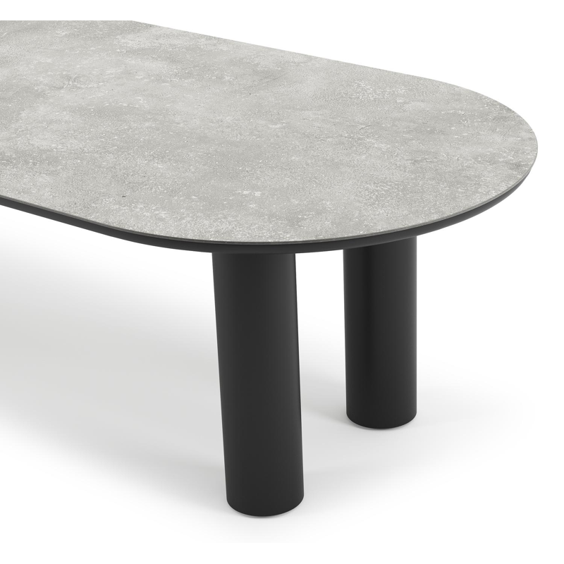 Como tuintafel ovaal in zwart aluminium en volkeramiek New York - L 300 x B 110 x H 74 cm