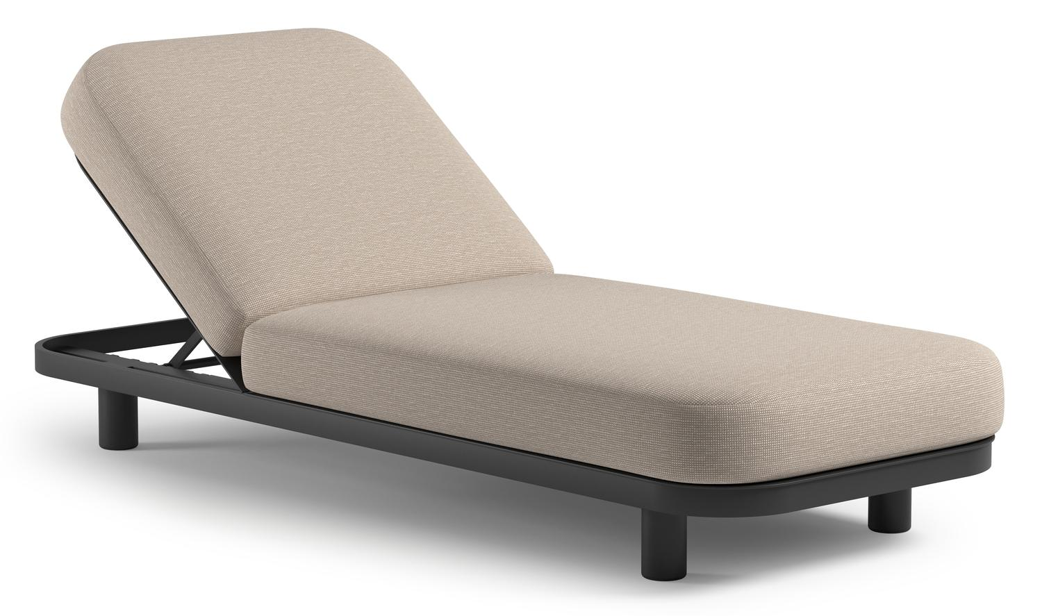 Chaise longue réglable Donato en aluminium noir et coussin en all weather Sunbrella® luxe slow farafra