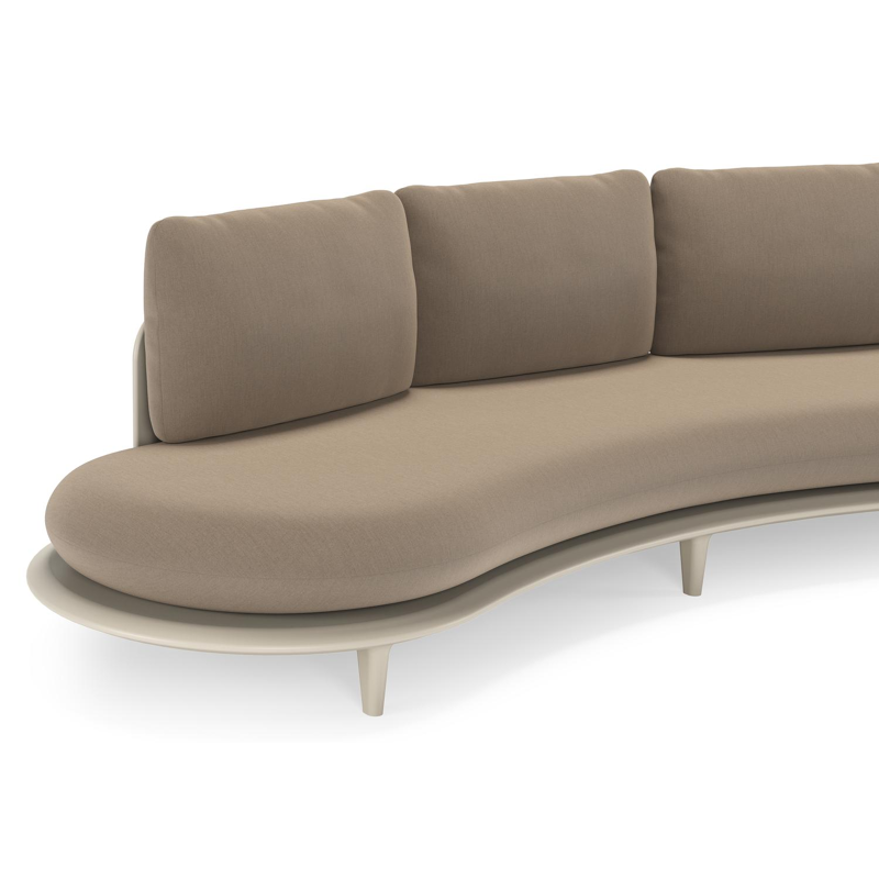 Bomero loungeset in beige aluminium met natte heather grey all weather sunbrella® luxe kussen