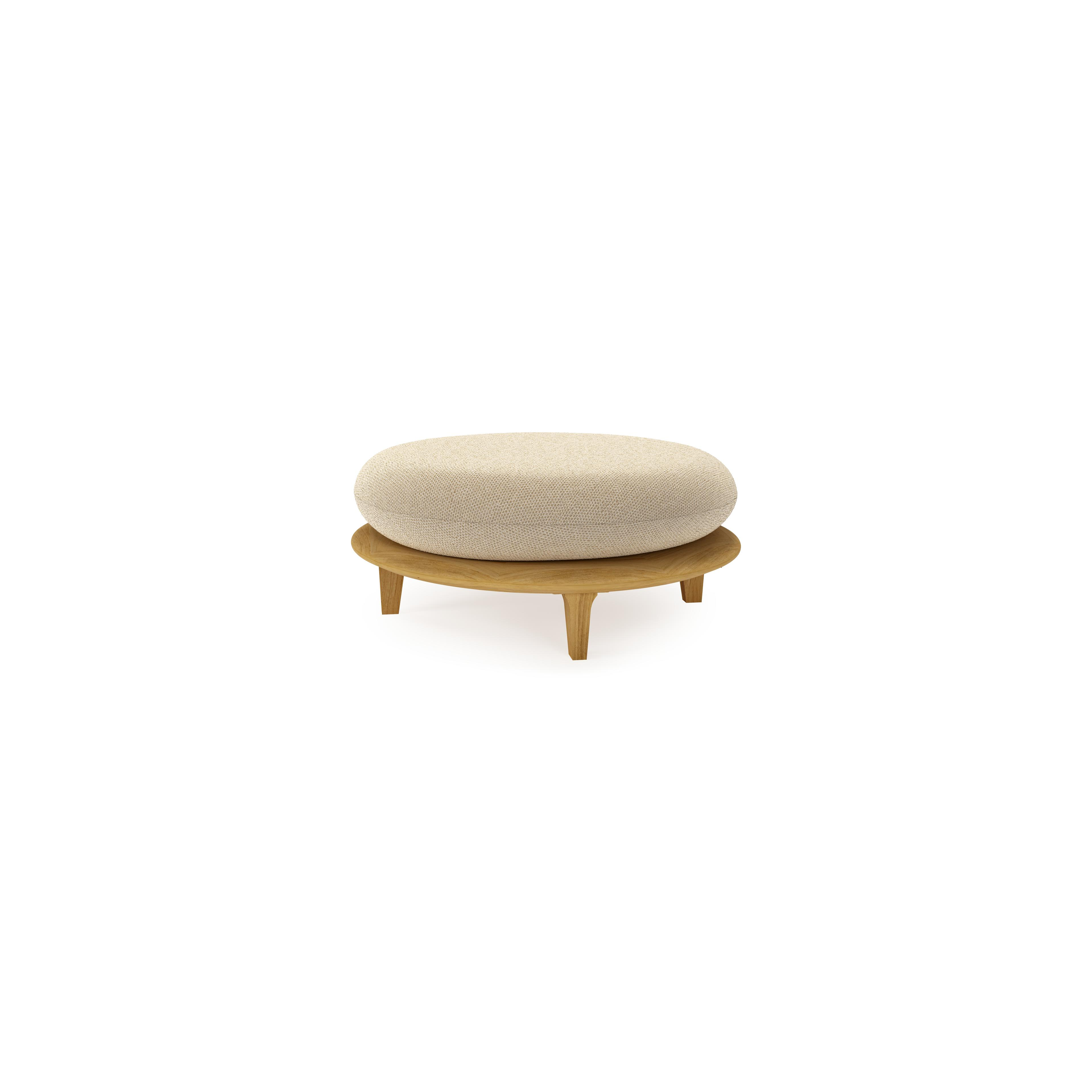 Pouf Bomero en teck et coussins en all weather cosytica althea camel