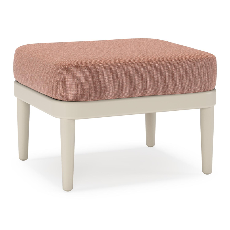Pouf Orso en aluminium beige et coussins en all weather sunbrella® luxe Savane Rust