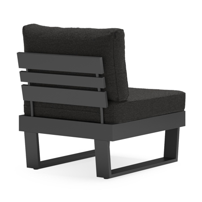 Set van 2 Alora loungestoelen in zwart aluminium met zwart Weather+ Softtouch kussen