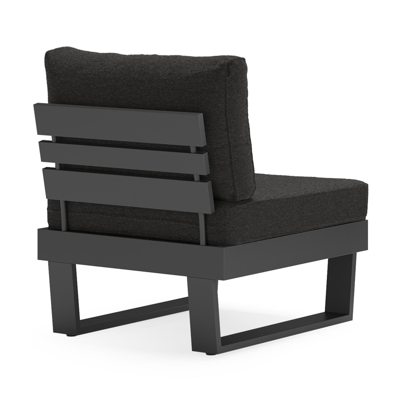 Set van 2 Alora loungestoelen in zwart aluminium met zwart Weather+ Softtouch kussen