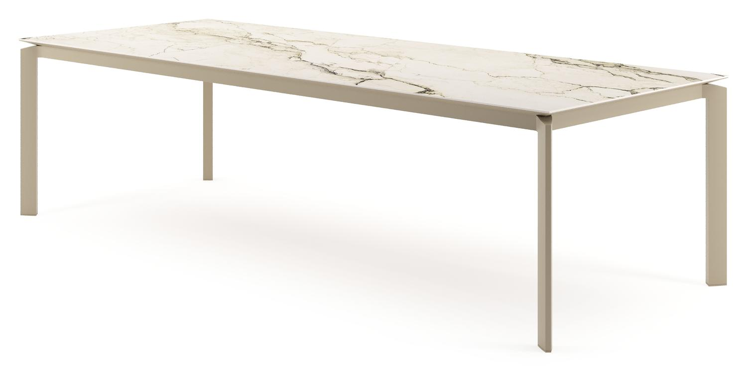 Cirello tuintafel rechthoekig in beige aluminium en volkeramiek Colorado Dunes - L 280 x B 110 x H 74.5 cm