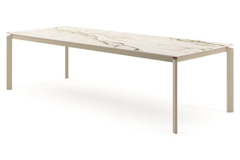 Cirello tuintafel rechthoekig in beige aluminium en volkeramiek Colorado Dunes - L 280 x B 110 x H 74.5 cm