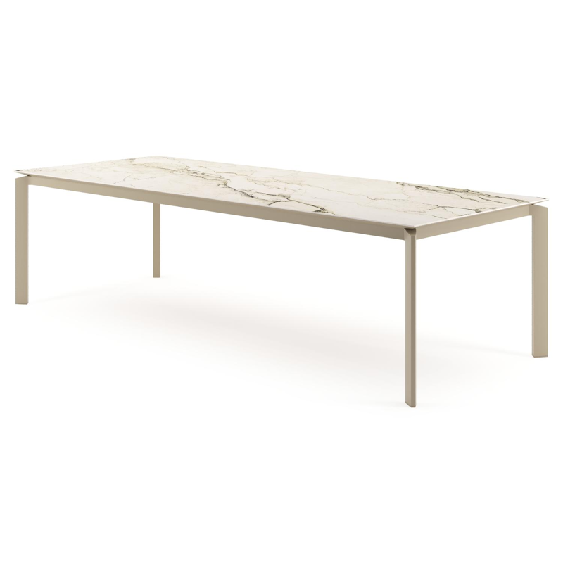 Cirello tuintafel rechthoekig in beige aluminium en volkeramiek Colorado Dunes - L 280 x B 110 x H 74.5 cm