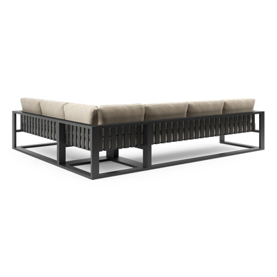 Verato loungehoek in zwart aluminium met althea chalk all weather cosytica kussen