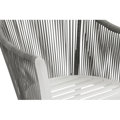 Nano tuinstoel in wit aluminium en grijs verticaal geweven rope