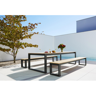 Verato tuintafel in zwart aluminium en teak - L 280 x B 110 x H 76.5 cm