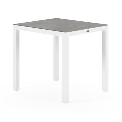 Feltro tuinset in wit aluminium en grijs volkeramiek tafelblad met 2 stapelbare Madura tuinstoelen