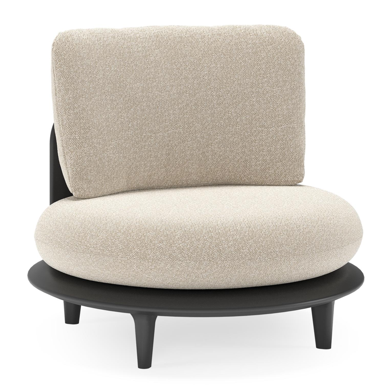 Bomero loungestoel in zwart aluminium met marbella ecru all weather cosytica kussen