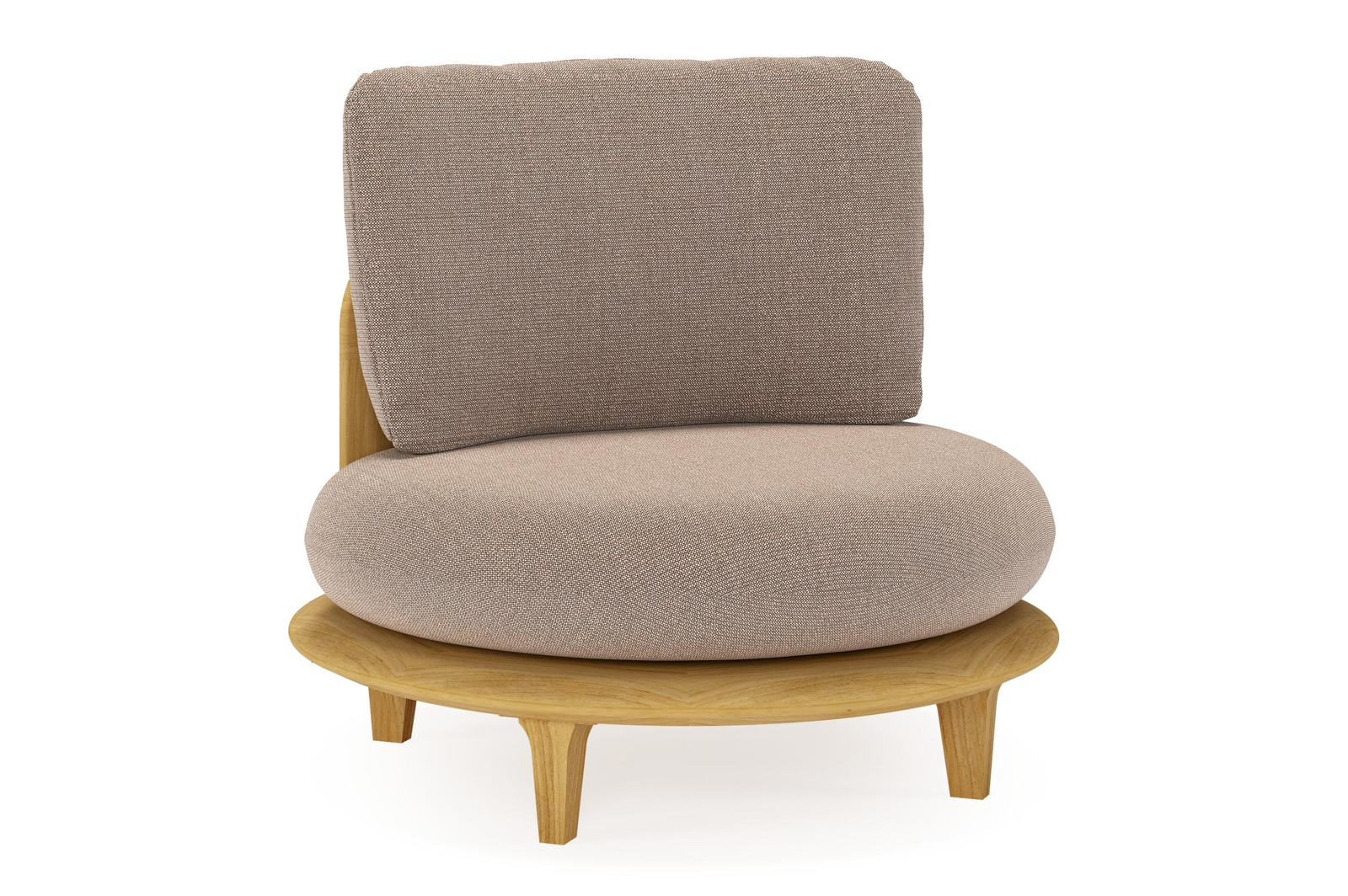 Bomero loungestoel in teak met savane earth all weather sunbrella® luxe kussen