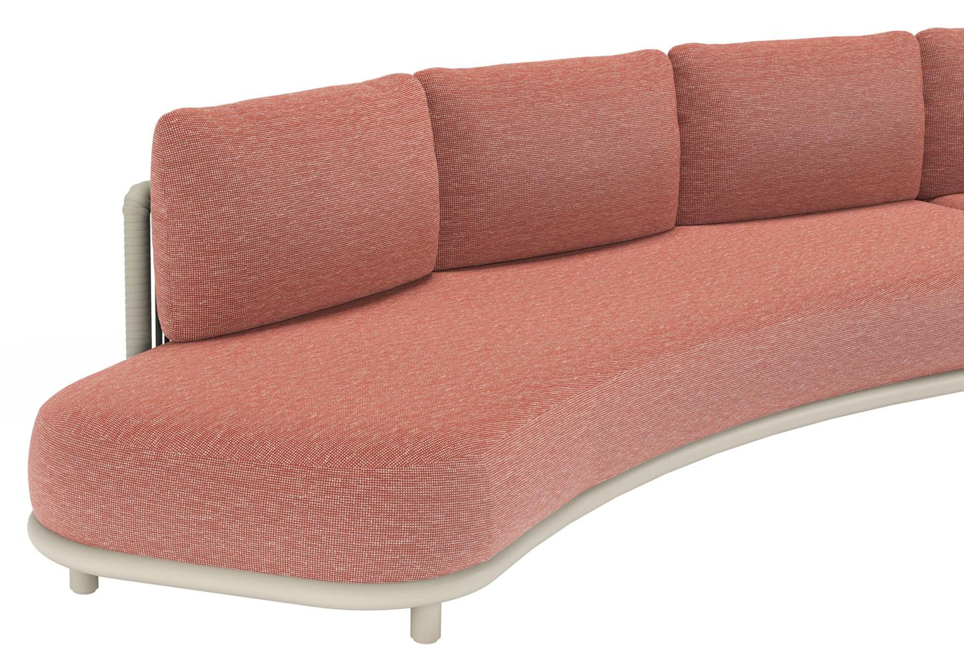 CanapÃ© de jardin Lomano en aluminium beige et corde luxe plate tissÃ©e verticalement beige et coussins en all weather sunbrellaÂ® luxe Slow Alezan