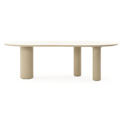 Amico tuintafel organisch in beige aluminium en volkeramiek Travertino Bianco - L 240 x B 110 x H 73.5 cm