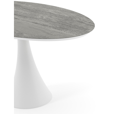 Fano tuintafel ovaal in wit aluminium en volkeramiek Aspen Grey - L 140 x B 80 x H 74.5 cm