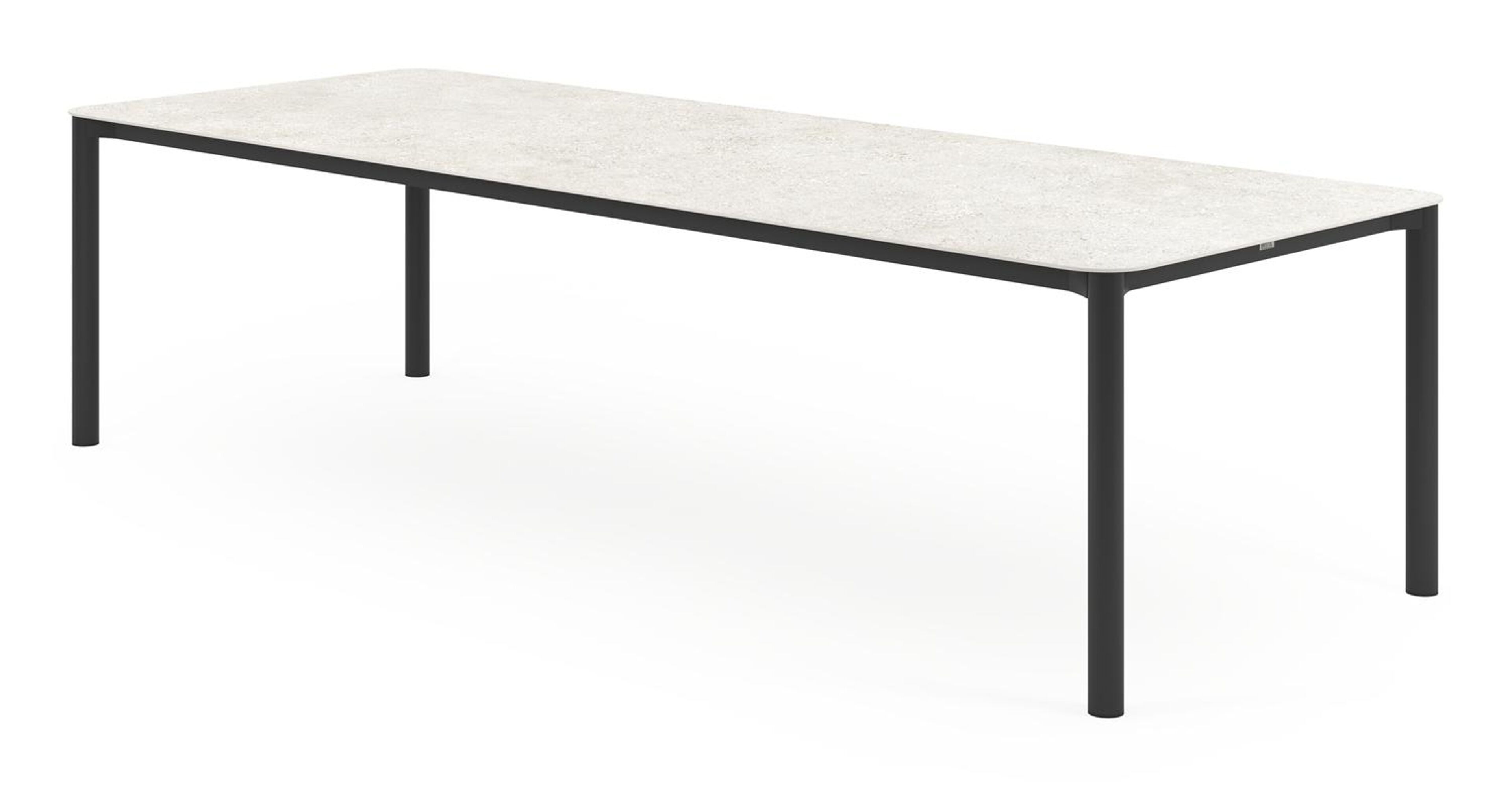 Lugano tuintafel rechthoekig afgerond in zwart aluminium en volkeramiek shilin - L 290 x B 110 x H 74 cm