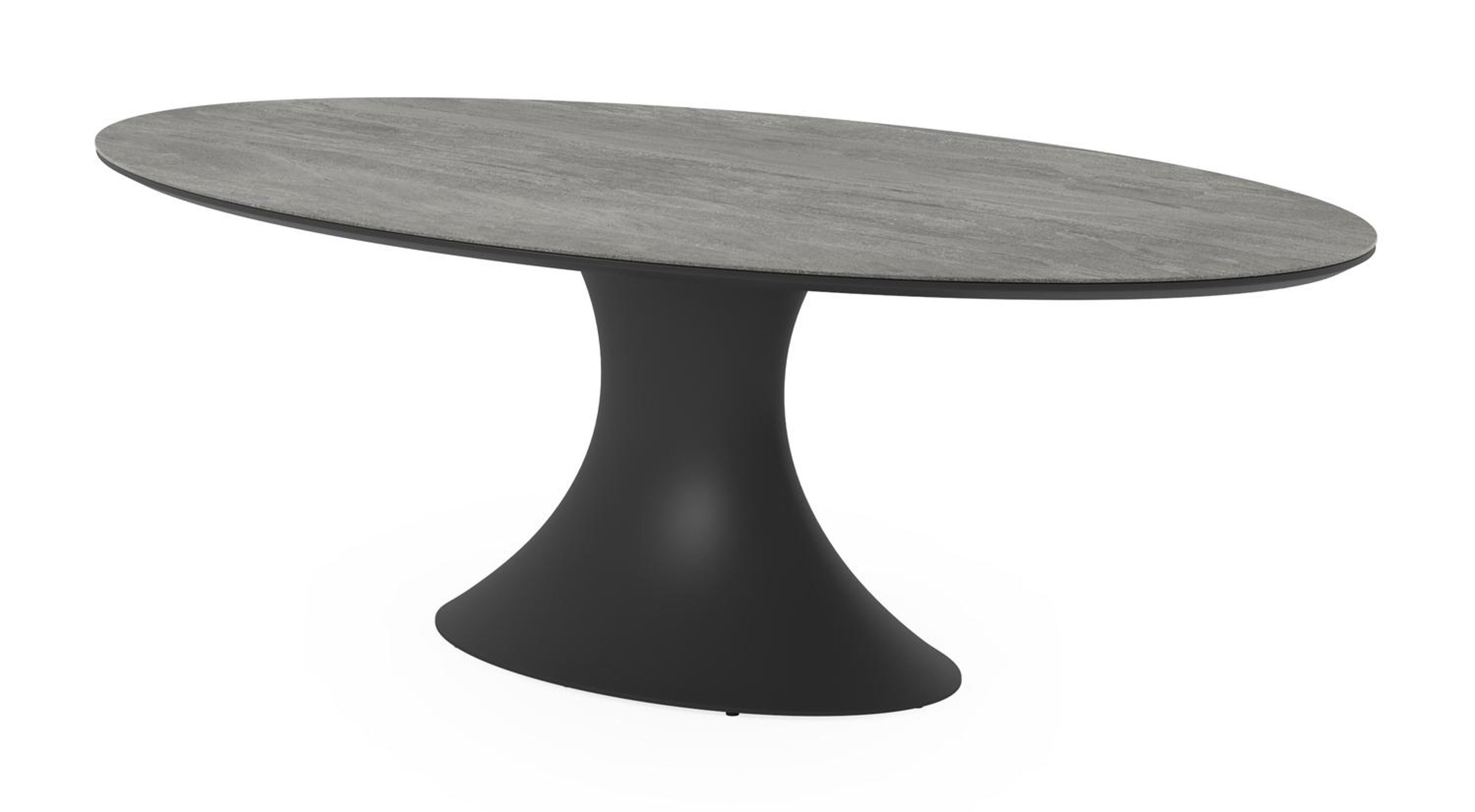 Fano tuintafel ovaal in zwart aluminium en volkeramiek aspen grey - L 240 x B 135 x H 75 cm