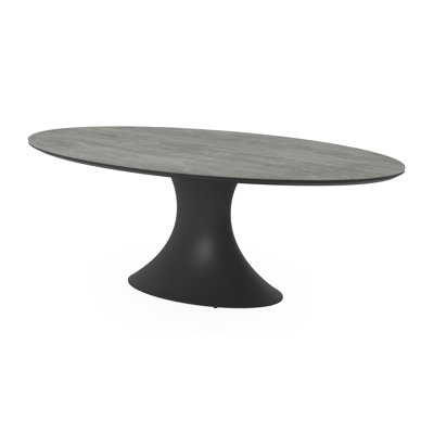 Fano tuintafel ovaal in zwart aluminium en volkeramiek aspen grey - L 240 x B 135 x H 75 cm