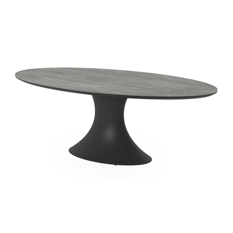 Fano tuintafel ovaal in zwart aluminium en volkeramiek aspen grey - L 240 x B 135 x H 75 cm