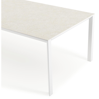 Malito tuintafel in wit aluminium en volkeramiek shilin - L 280 x B 110 x H 75 cm