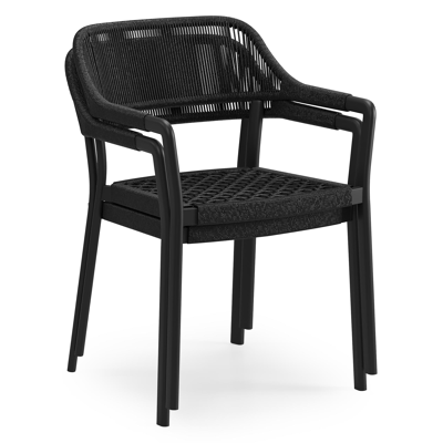 Cesano stapelbare tuinstoel in zwart aluminium en zwart wicker