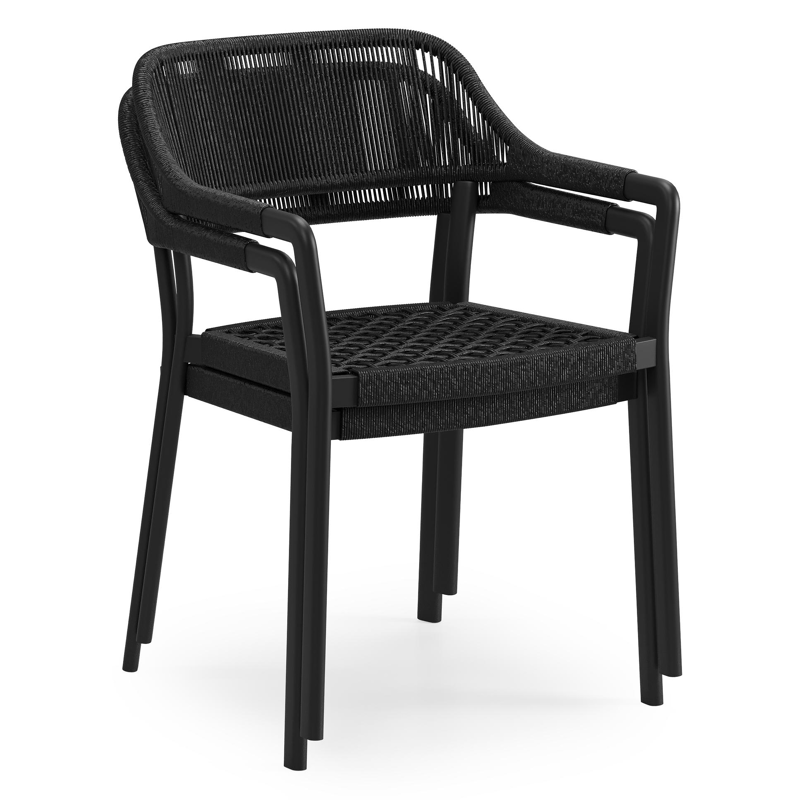 Cesano stapelbare tuinstoel in zwart aluminium en zwart wicker