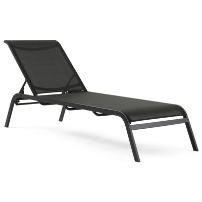 Acri verstelbaar ligbed in zwart aluminium met zwart textilene