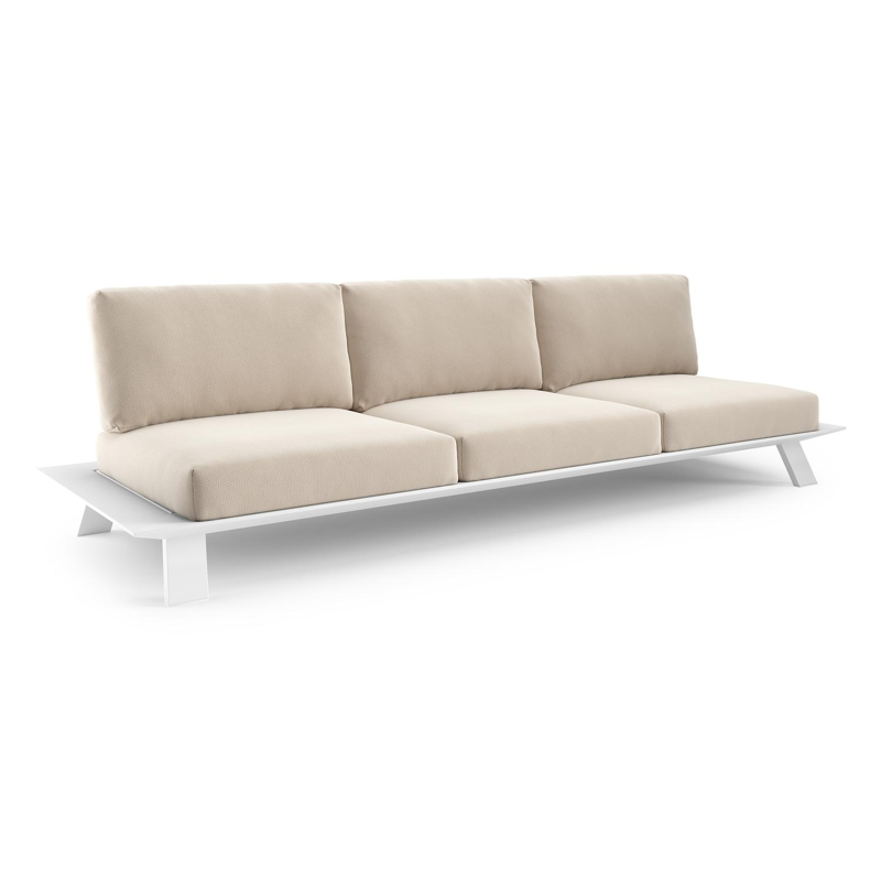 Canapé de jardin Cesano en aluminium blanc et coussin en all weather Sunbrella® luxe lopi antique