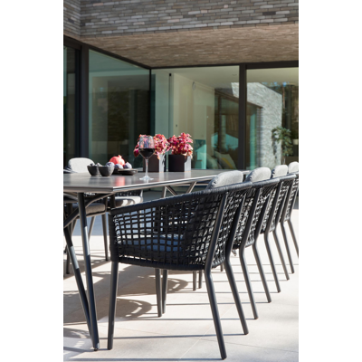 Orso tuintafel in zwart aluminium met tafelblad in volkeramiek - L 280 x B 110 cm