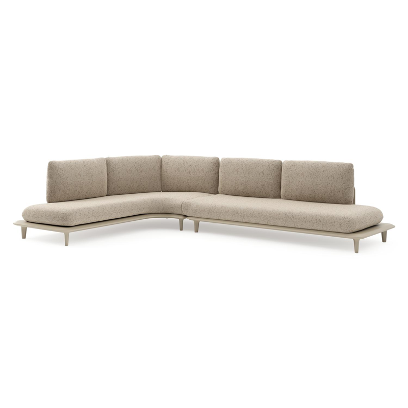 Salon de jardin d'angle Bomero en aluminium beige et coussins en all weather cosytica bora jungle