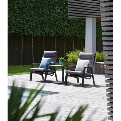 Prato balkonset in zwart aluminium met grijs weather+ textilene kussens