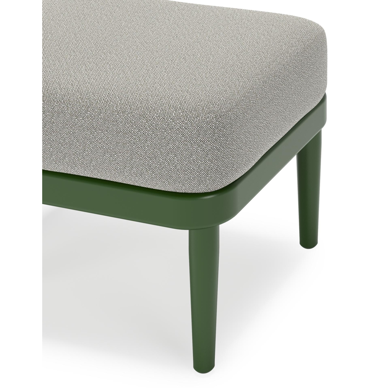 Orso poef in groen aluminium met Savane Tunder all weather sunbrella® luxe kussen