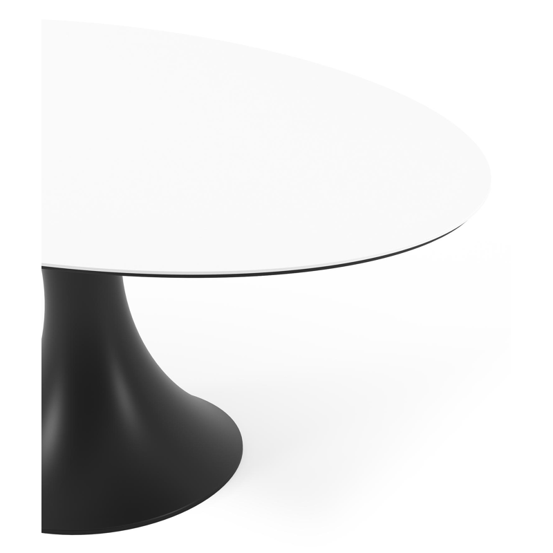 Table de jardin Fano ovale en aluminium noir et céramique pleine Arctic White - Lg. 180 x Lrg. 110 x Haut. 75 cm