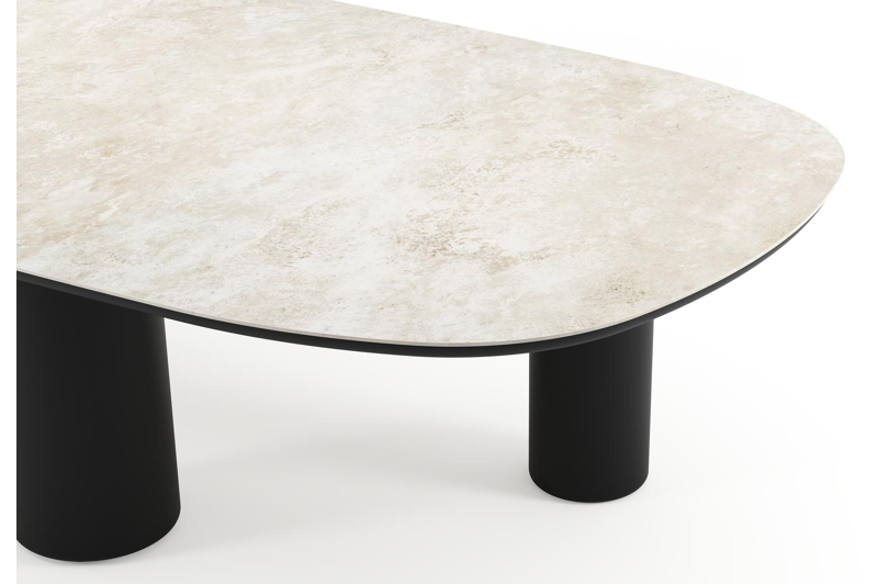 Amico tuintafel bombo xl in zwart aluminium en volkeramiek Rapolano - L 320 x B 148 x H 73.5 cm