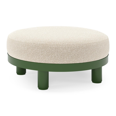 Donato lounge poef in groen aluminium met all weather cosytica Marbella Ecru kussen