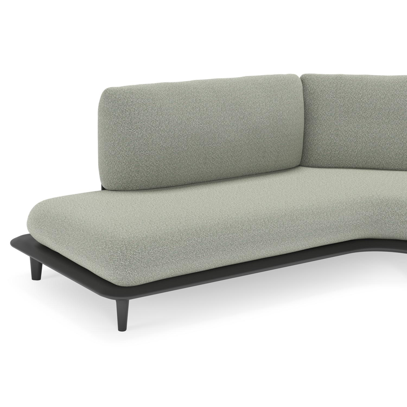 Bomero loungehoek in zwart aluminium met savane leaf all weather sunbrella® luxe kussen