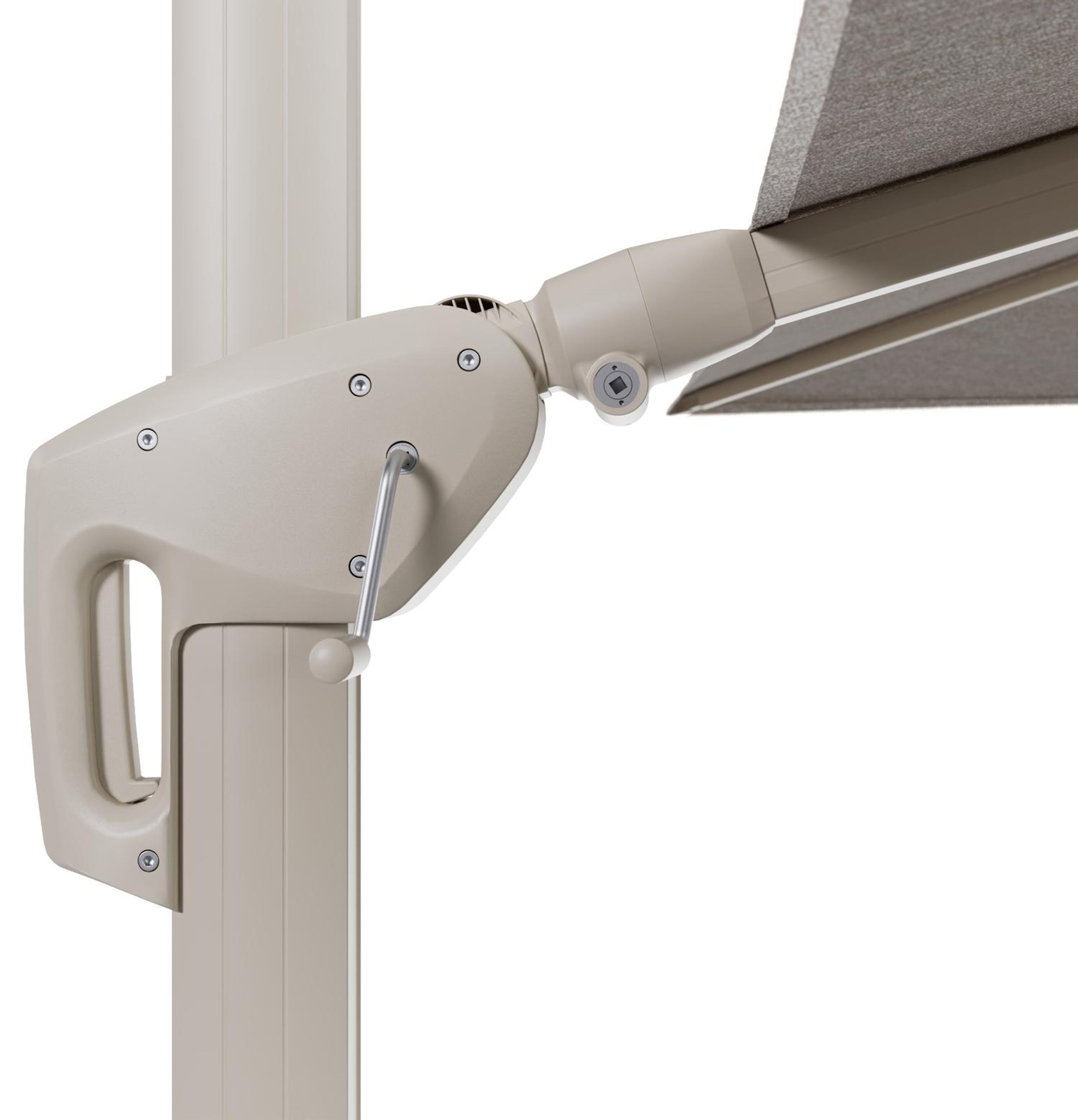 Minore zweefparasol met tiltfunctie in beige aluminium en Tundra Sand All Weather Sunbrella® Luxe parasoldoek - L1 280 x L2 370 cm (zonder voet)
