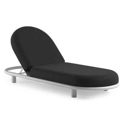 Lomano verstelbaar ligbed in wit aluminium met chartres sooty all weather sunbrella® luxe