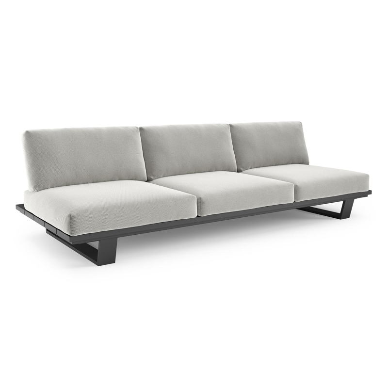 Pagino loungebank in zwart aluminium met lopi ash all weather sunbrella® luxe kussen